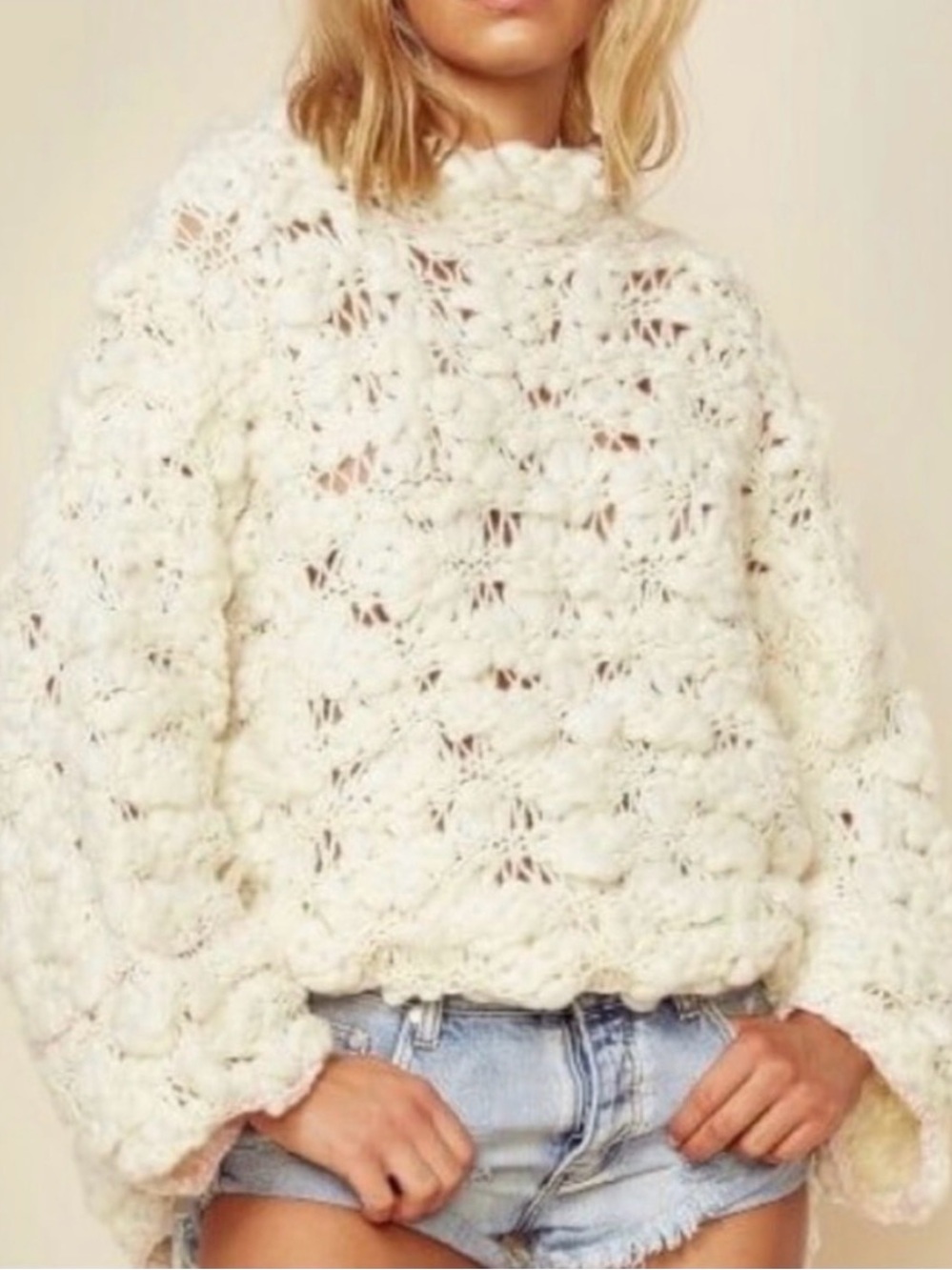 For Love & Lemons Mademoiselle Cream Sweater